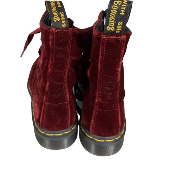 DR. MARTENS 1460 PASCAL VELVET SZ US 6 UK 4 EU 37 RED BURGUNDY BOOTS - Picture 6 of 16
